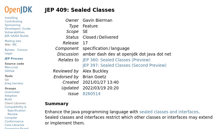 JEP 409 webpage screenshot /en/posts/api/sealed.png