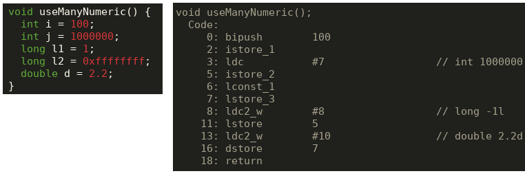 code and bytecode for constant pool access
