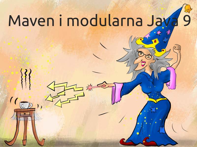 Ilustracja - czarodziejka rzuca piorunem w filiżankę